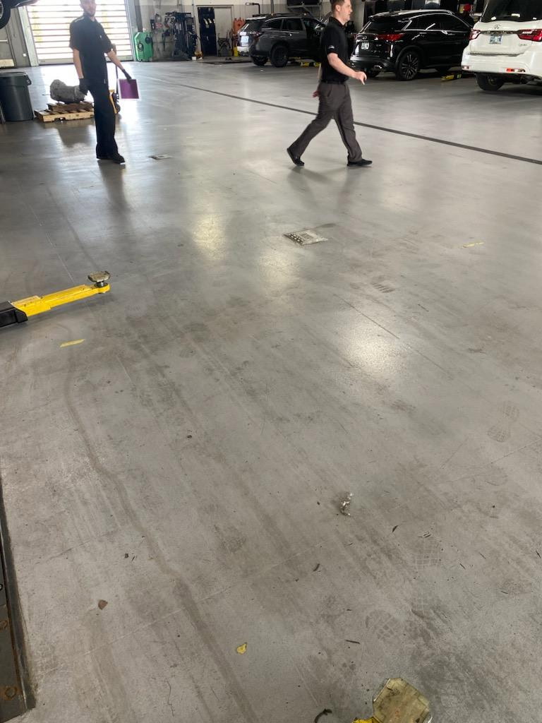 Car shop dirty floor