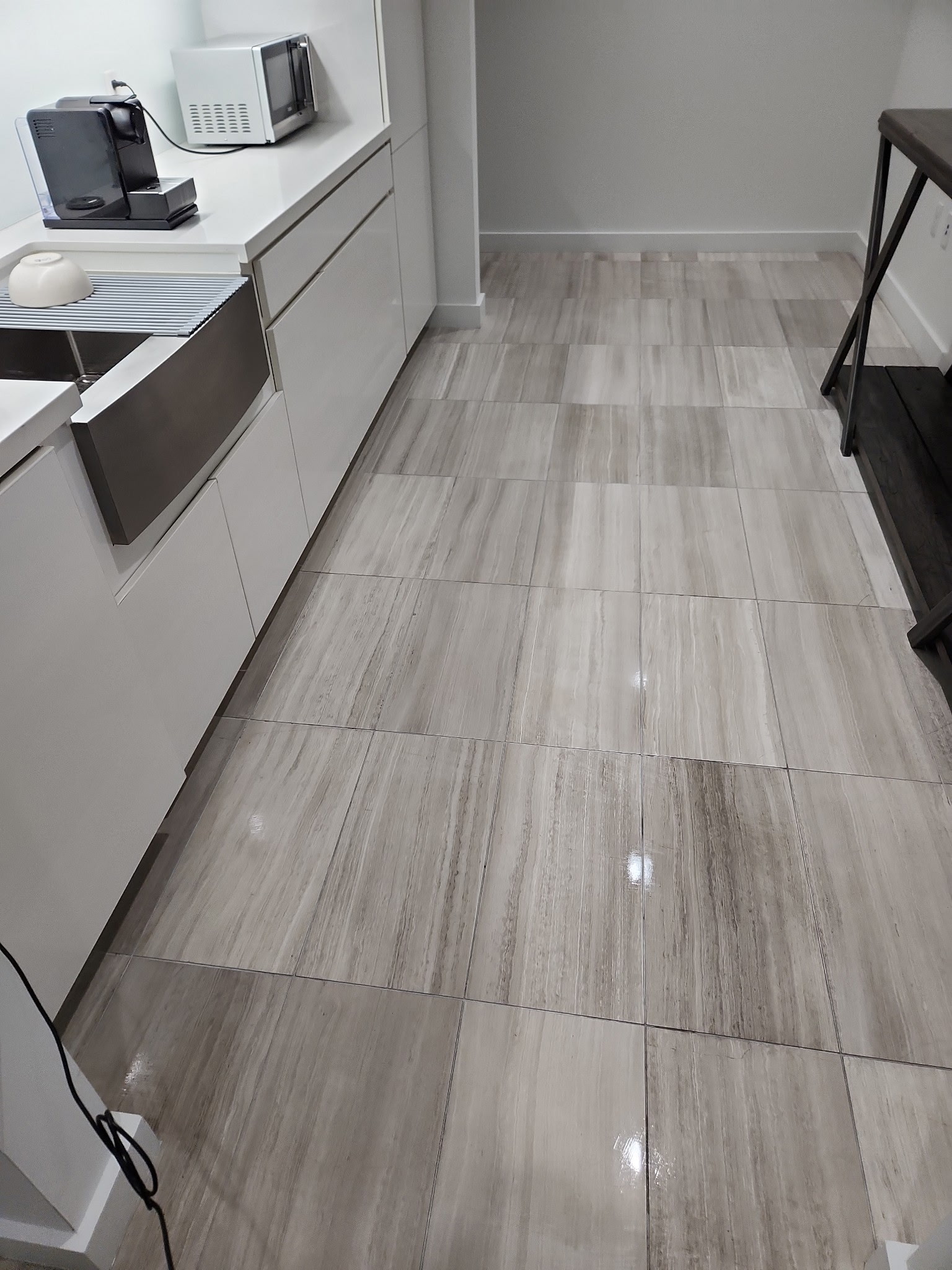 Modern breakroom spotless and ready for teams