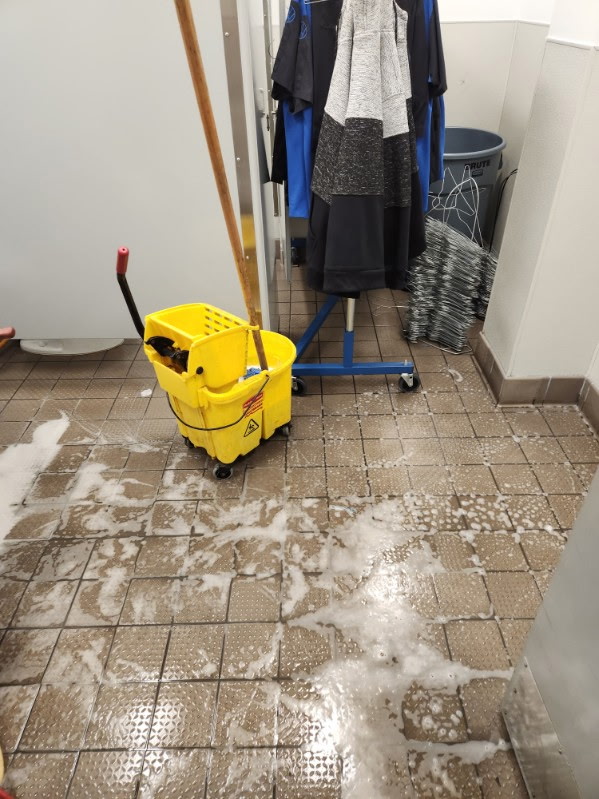 Degreasing commercial kitchen floor