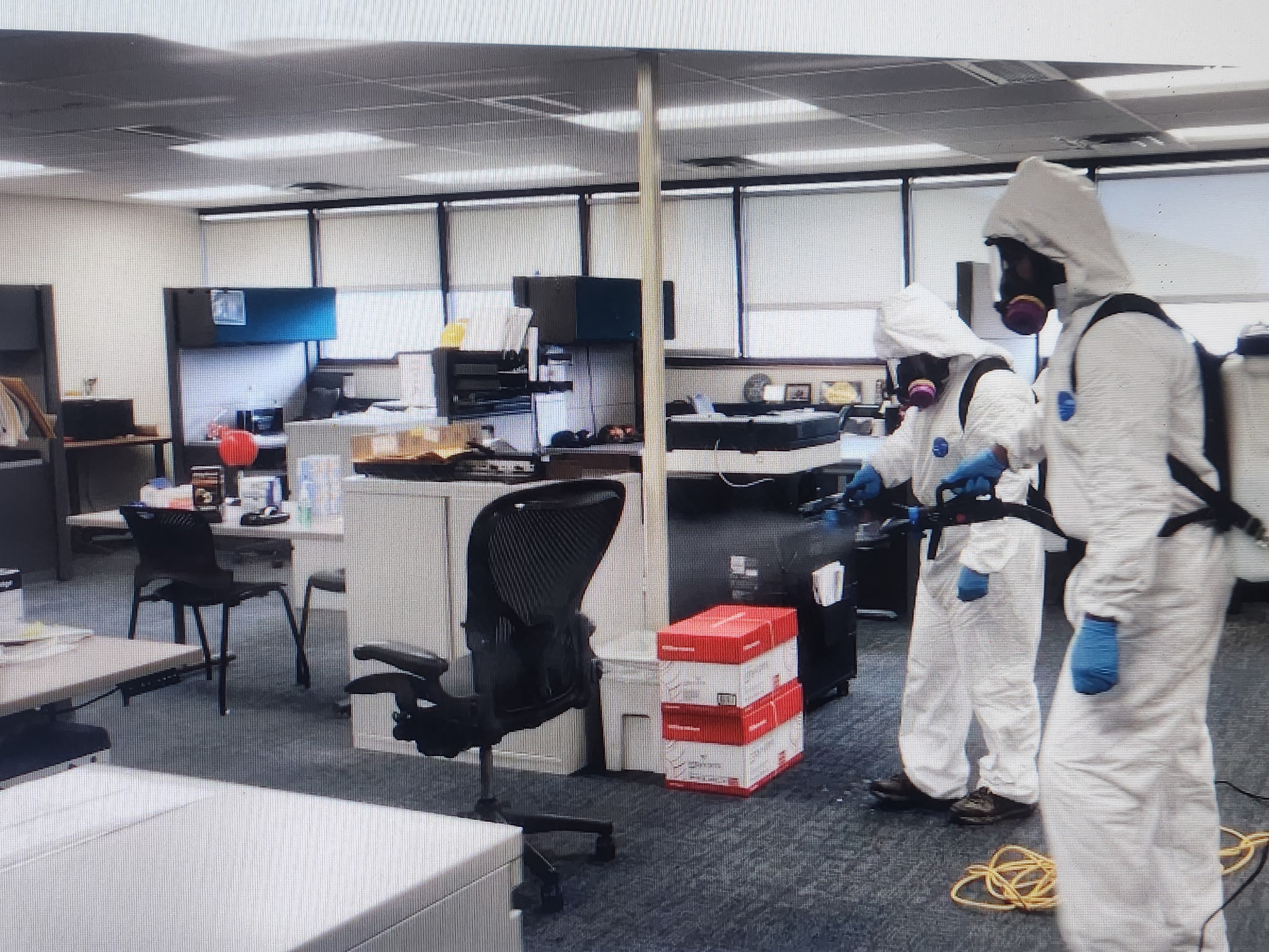 Office floor during deep cleaning