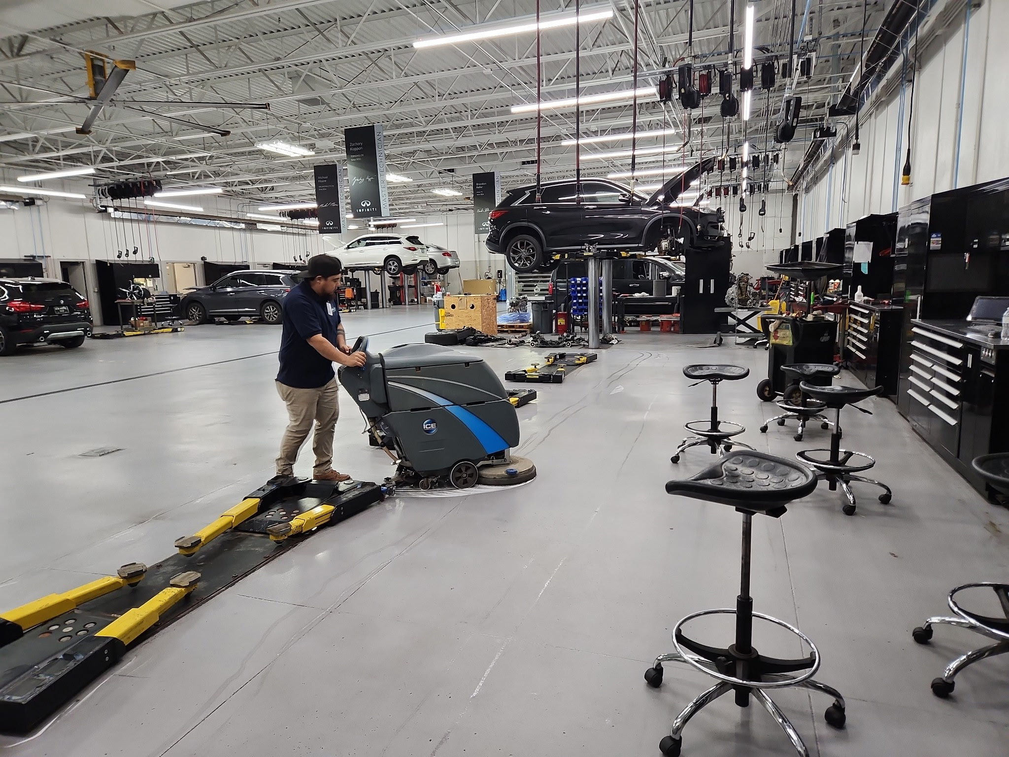 Machine cleaning in shop