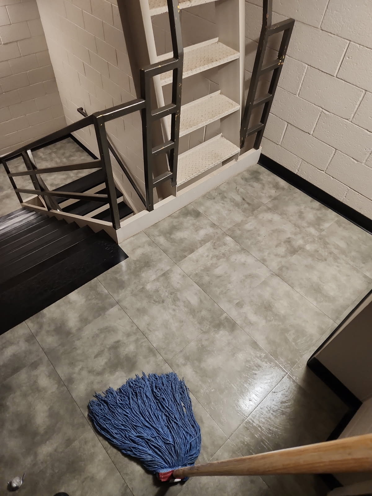 Stairwell mopped and sanitized