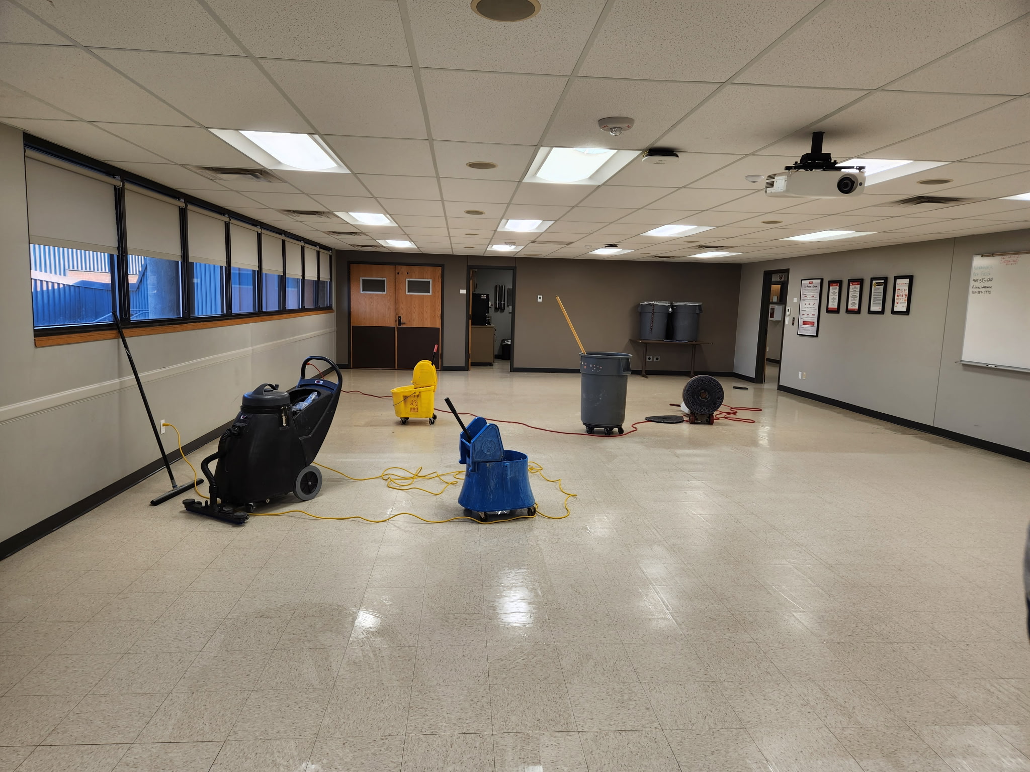 Before: dull, scuffed floors before strip and wax