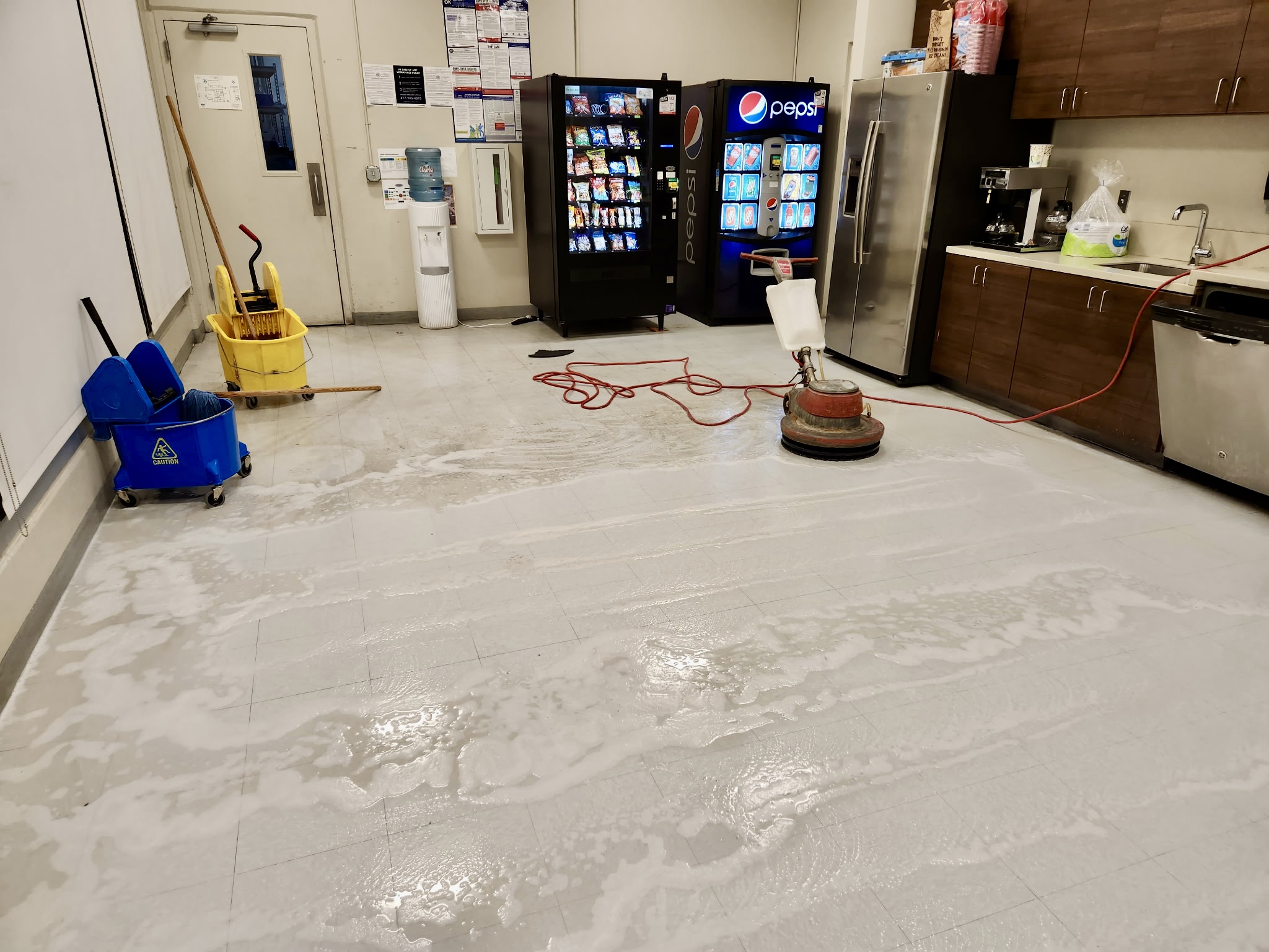 Snack area floor cleaning